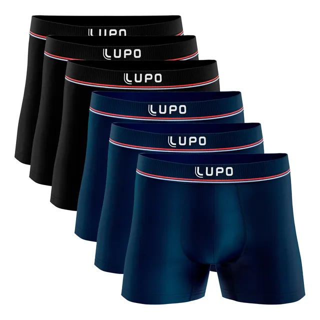Kit 6 Cuecas Boxer Microfibra Lupo Sem Costura Kit 6 Cuecas Boxer Microfibra Lupo Sem Costura