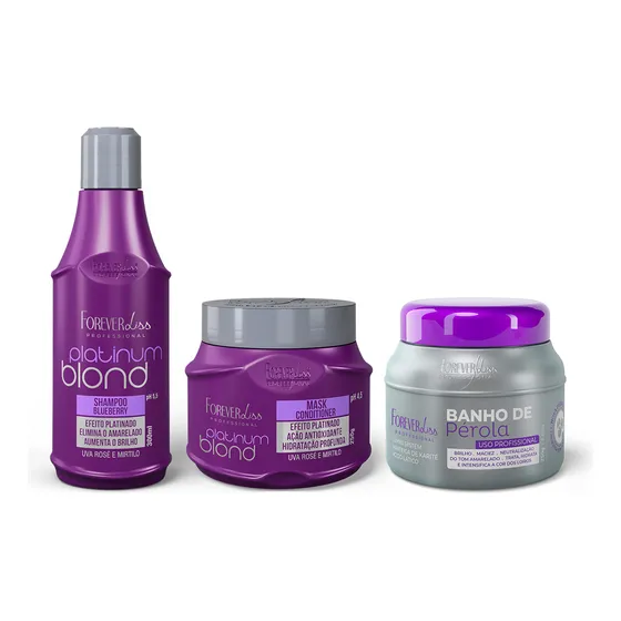 Kit Platinum Blond Com Máscara Banho De Pérola Forever Liss
