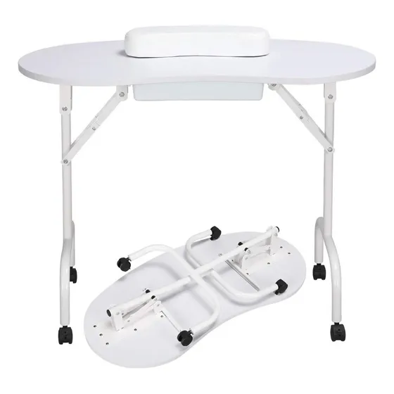 Mesa Para Manicura Blanca Portatil Plegable Manicure