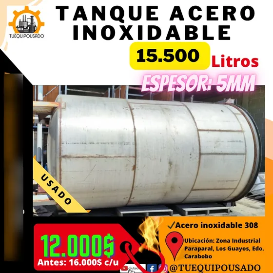 Tanque Acero Inoxidable 15500l Usado Para Almacenamiento