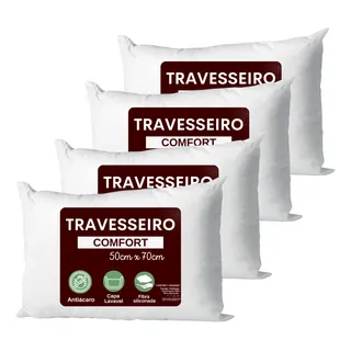 Kit Travesseiros 50x70 LavĂĄvel 4 Unidades Fibra Siliconada Kit Travesseiros 50x70 LavĂĄvel 4 Unidades Fibra Siliconada