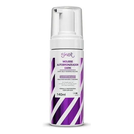 Skelt Autobronzeador Em Mousse Dark 140ml | Bronzeado 2x Mais Intenso, Nano-resveratrol, Textura Suave, 12 Dias De Bronze, Não Oleoso, Secagem Rápida, Acabamento Uniforme | Todos Os Tipos De Pele