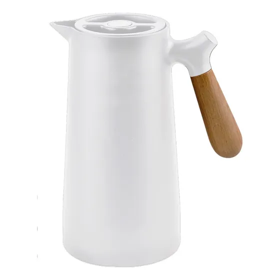 Garrafa Térmica Café 1 Litro Cabo Madeira C/ Botão Nórdica