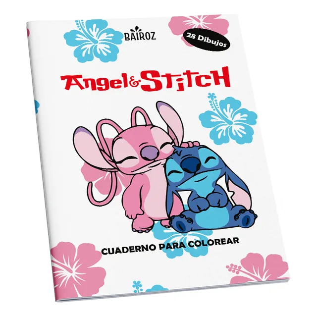 Cuaderno Para Colorear Pintar A5 Angel Y Stitch 28 Dibujos