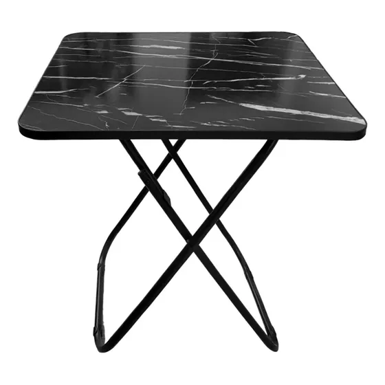 Mesa De Jardín Plegable Símil Mármol Negro 60x60cm