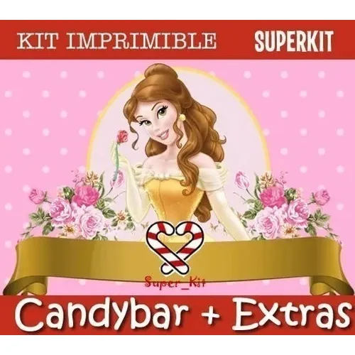 Kit Imprimible Princesa Bella - Bella Y Bestia Invitaciones