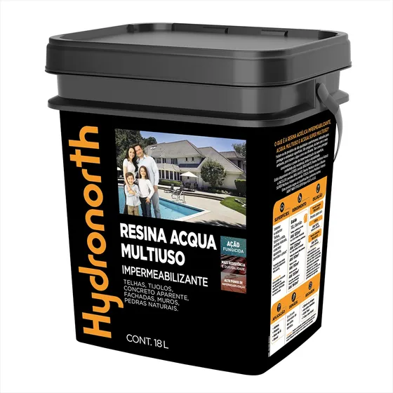Resina Base D'agua Hydronorth Incolor Brilhante Pedras Cor Incolor Balde 18 Litros