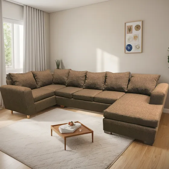 Sillón Sofa Mendoza Chenille 8 Cuerpos En U, 4 Piezas