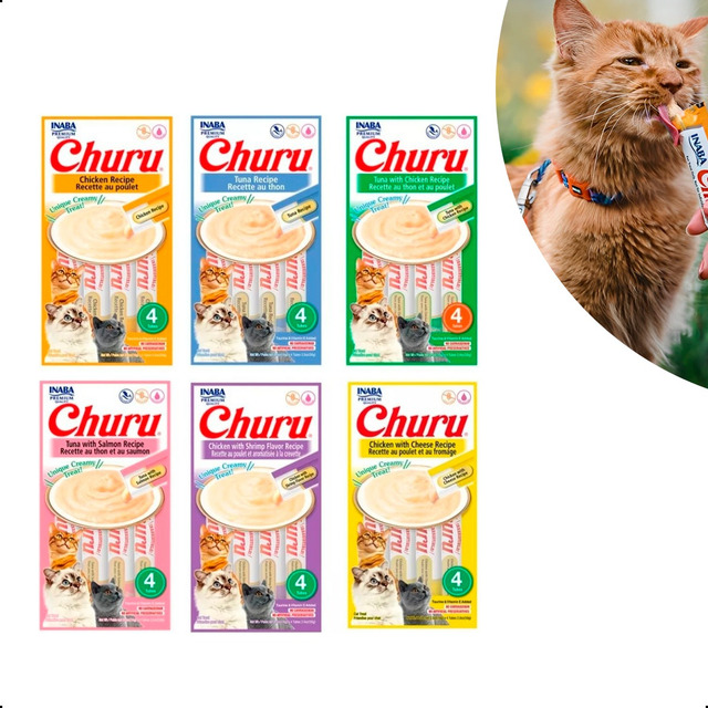 Petisco Para Gatos Kit 6 Unid Churu Sabores Variados 56g/cd Petisco Para Gatos Kit 6 Unid Churu Sabores Variados 56g/cd
