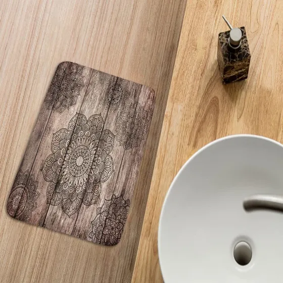 Dongbei Alfombra Baño Madera Rustica Estilo Vintage Marron X
