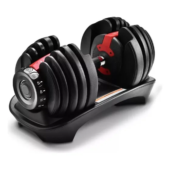 Halter Ajustável Dumbbell Regulável Musculação Até 24kg Cor Preto e Vermelho