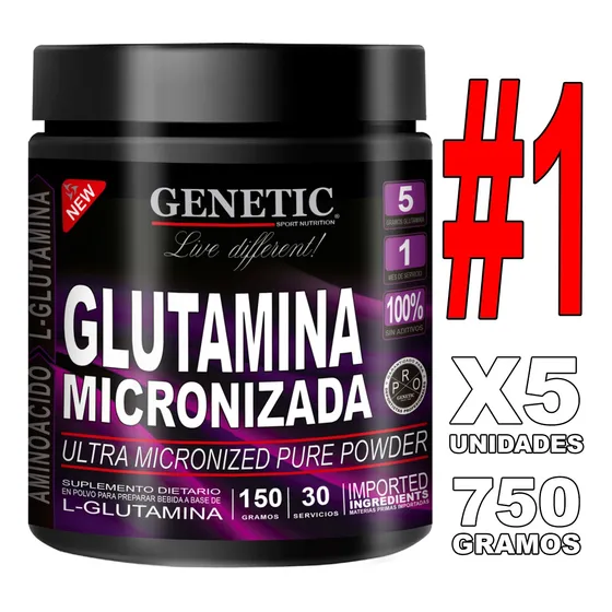 5 Glutaminas Puras Aminoacidos Recuperador Post Work Genetic