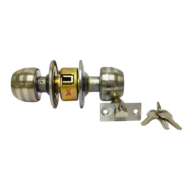 Cerradura Pomo Interior Cromada C/llave Tranca Puerta 