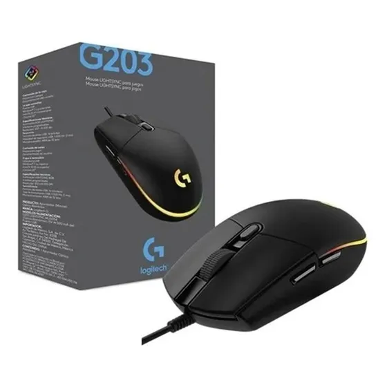 Mouse Gaming Logitech G203 Lightsync Rgb Negro