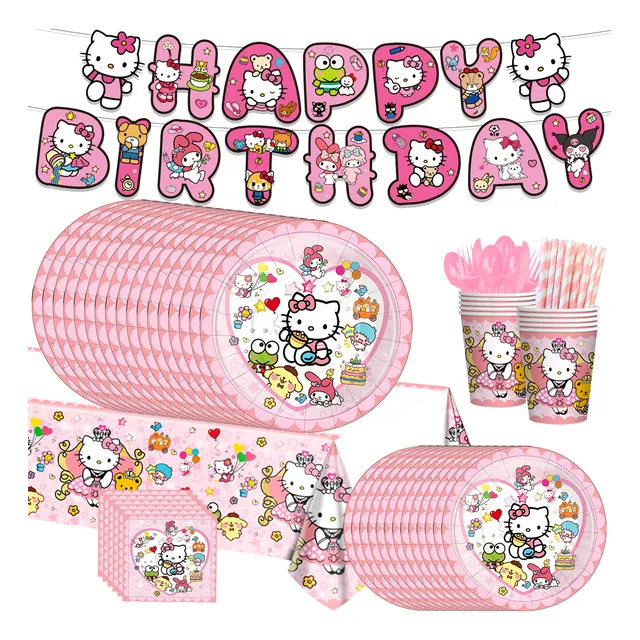 92 Hello Kitty Juego De Vajilla Fiesta De Desechables Platos