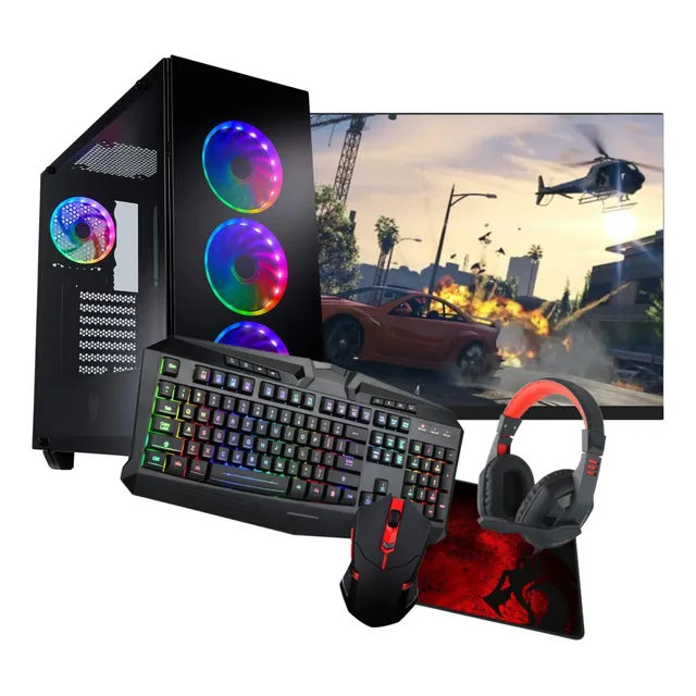 Pc Torre Computadora Gamer Amd - 16gb Ram + Combo + Monitor
