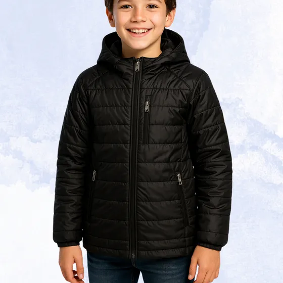 Jaqueta Puffer Infantil Juvenil Bobojaco Premium Zíper Capuz