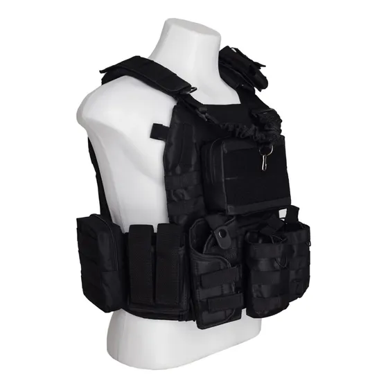 Capa Colete Plate Carrier Modular Preto Tático C/ 10 Peças