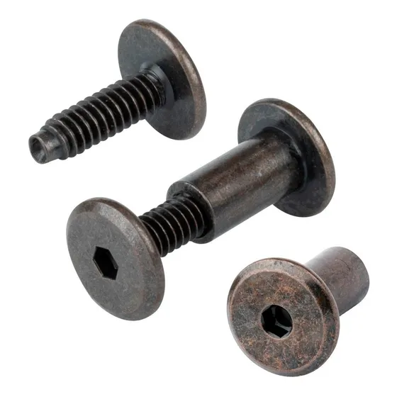 Tornillo Conector Tuerca Union Muebles Bronce 2cm 1/4 100pzs