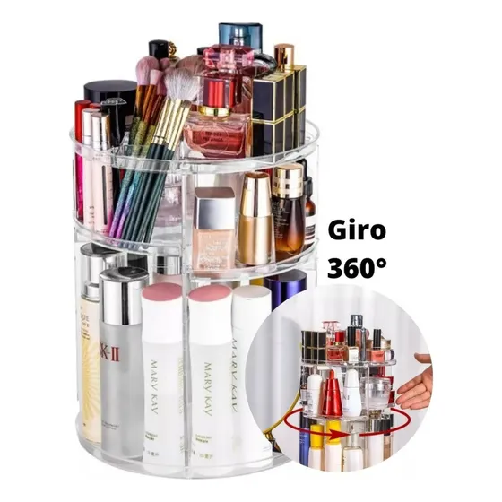 Organizador De Acrilico Grande Giratorio 360g Para Maquillje