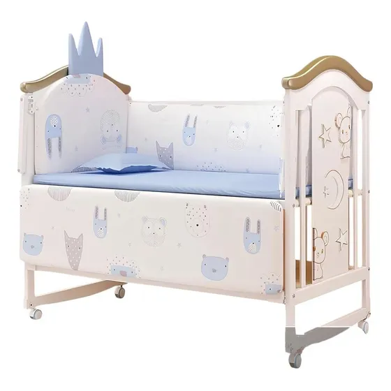 Cuna Colecho Madera Con Mudador Mosquitero Lubabycas Azul Azul