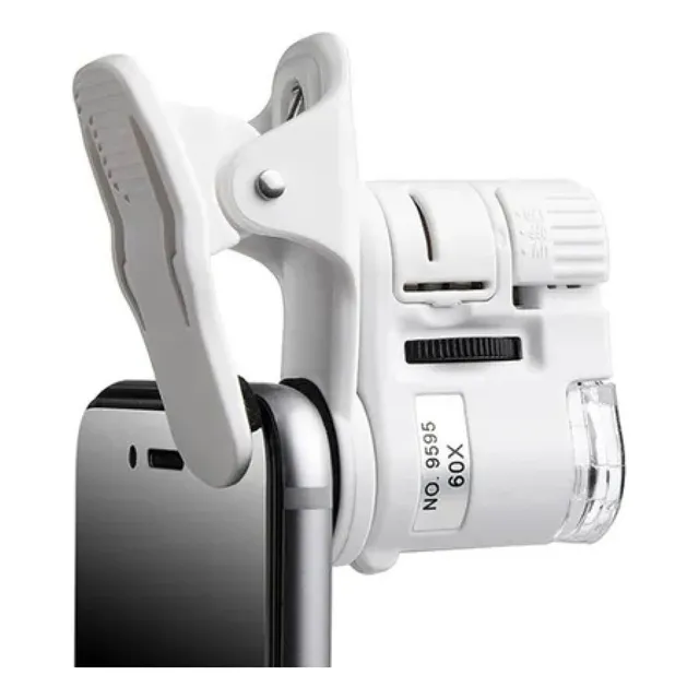  Mini Microscopio Lupa Zoom 60x Celular Smartphone Led + Uv 