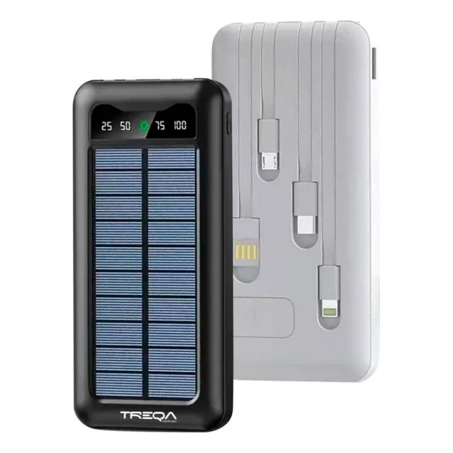 Cargador Powerbank Solar 10000 Mah Con Cables Diginet Color Negro
