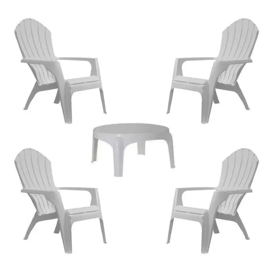 Sillon Miami X4 + Mesa Ratona Jardin Plástico Garden Life