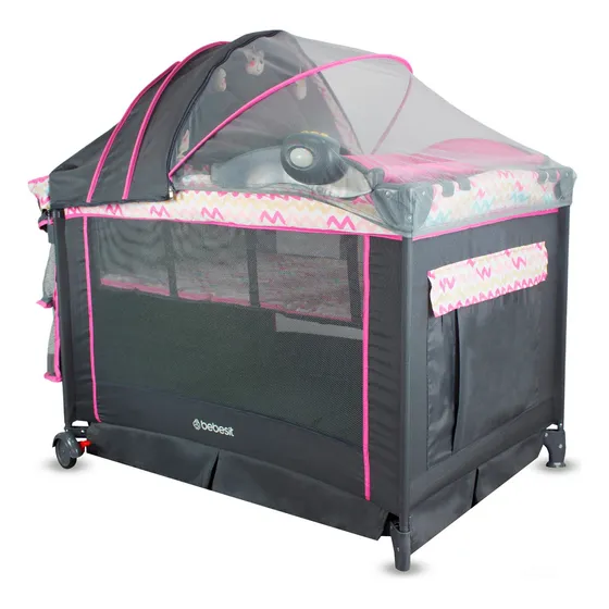 Cuna Corral Bebe Bebesit Pack Play Verona Color Rosa Diseño de la tela Neutral