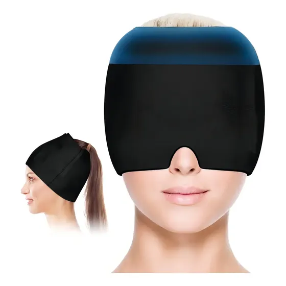 Gorro De Gel Para Migraña Compresa Fría Y Caliente Alivio Dolor De Cabeza Color Negro Marin Gorro Alivio Dolor Cefalea, Tensión, Reutilizable, Terapia Frío Calor, Máscara Relax Antiestrés Marin | Cuotas sin interés
