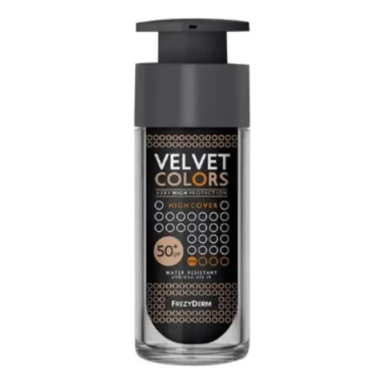 Base de maquillaje en crema Frezyderm Velvet Velvet Frezyderm Velvet Base Alta Cobertura SPF 50+ Protección Solar - 30ml tono nude - 30mL 30g