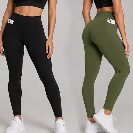 Kit 2 Calças Legging Feminina Grossa Cintura Alta Com Bolso