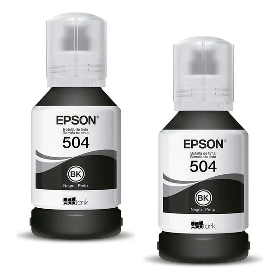 Kit 2 Refil Tinta T504 Para Epson L6161 L4150 L4160  Preto