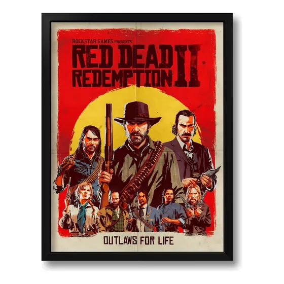 Quadro Com Moldura Game Red Dead Redemption 2 - Tam. 33x43cm