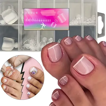 120 Unhas Postiças Transparentes Para Pés - Efeito Natural Transparente Lisa