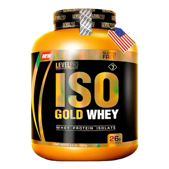 Iso Gold Whey 6.6 Lb / Level Pro + Shaker Sabor Crema de vainilla