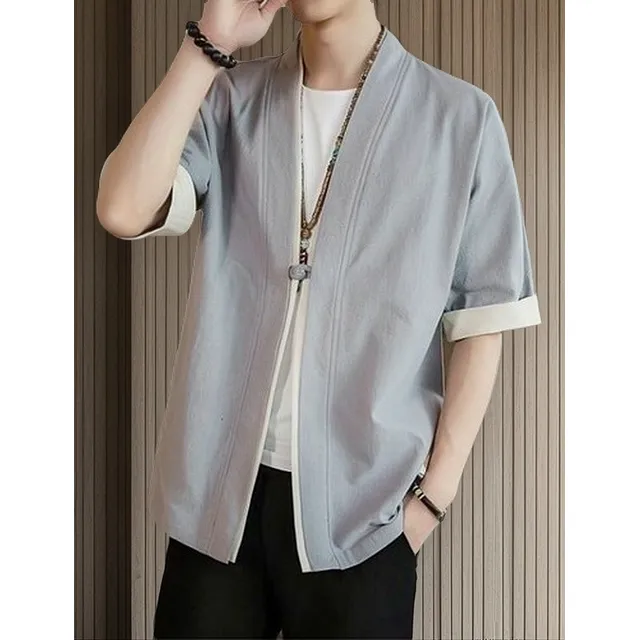 Chaqueta Kimono De Manga Corta For Hombre Japonés