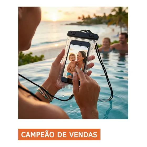 Capa Bolsa A Prova Dágua Impermeável Universal Para Celular Cor Preto