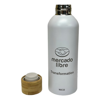 Botella Térmica Personalizada Acero Tapa Bambú 500ml Botella Térmica Personalizada Acero Tapa Bambú 500ml