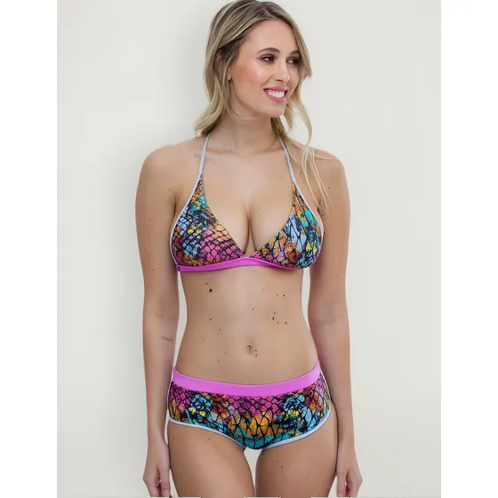 Bikini Estampada Con Bombacha Tipo Short Guarana 9545