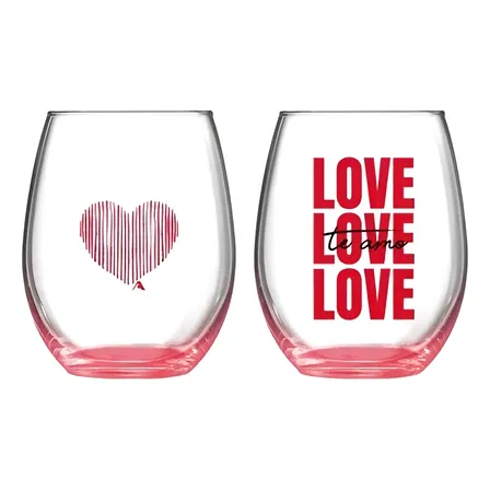 Copo De Vidro Personalizado Love Te Amo Transparente