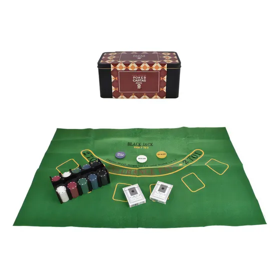 Set De Poker Con 200 Fichas, 2 Barajas De Cartas Y Paëo En
