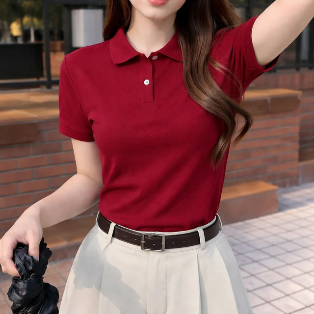 Camisa Gola Polo Feminina Básica Algodão Social Uniforme Camisa Gola Polo Feminina Básica Algodão Social Uniforme
