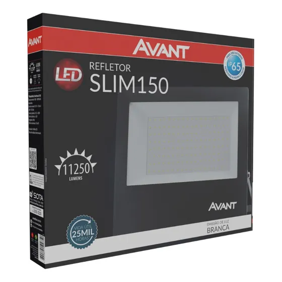 Refletor Led 150w 127/220V Branco Frio 6500k Avant Externo Cor da carcaça Preto Cor da luz Branco-frio 127/220V Cod. 259651378