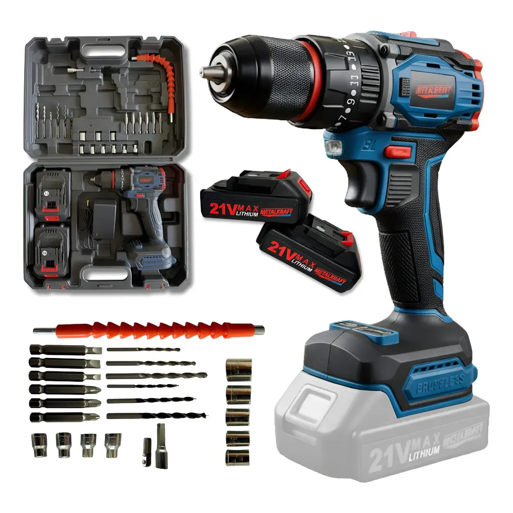 Taladro Inalámbrico Percutor Brushless Metalkraff 21v 50 Nm