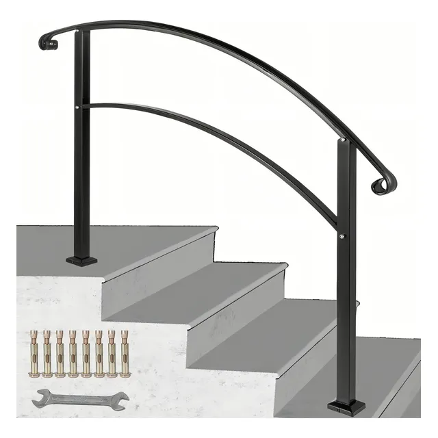 Vevor Barandal Pasamanos De Hierro Forjado 4 Pasos Escaleras Color Negro