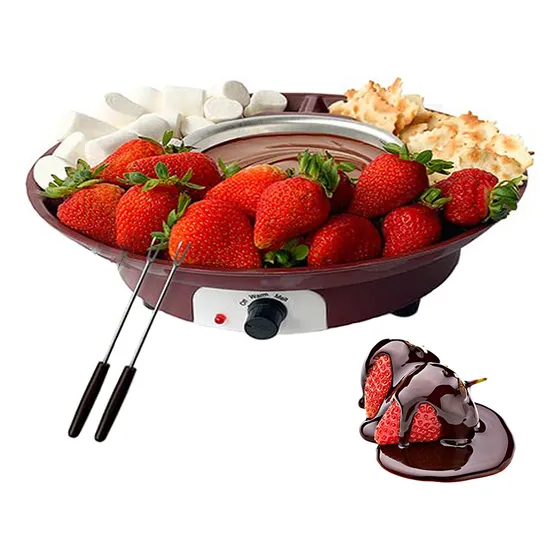 Mini Fuente Chocolate Fondue Fountain Marrón Con Tenedor