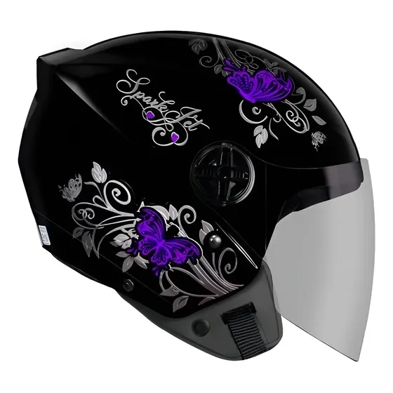 Capacete Ebf Spark Jet Borboleta Aberto Feminino Moto — foto 2