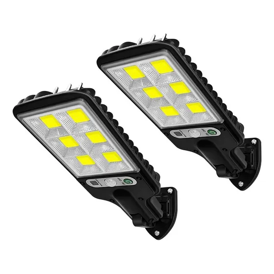 Kit 2 Luminária Solar Refletor Led Sensor De Movimento 100w