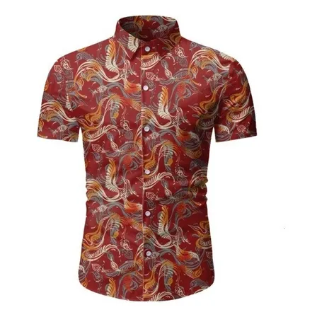 Camisa Hombre Estampada Negra Verano Informal